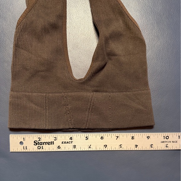 NWOT NUX Ribbed Deep-V Bralette in Chocolate Brown Size Small - Picture 4 of 4